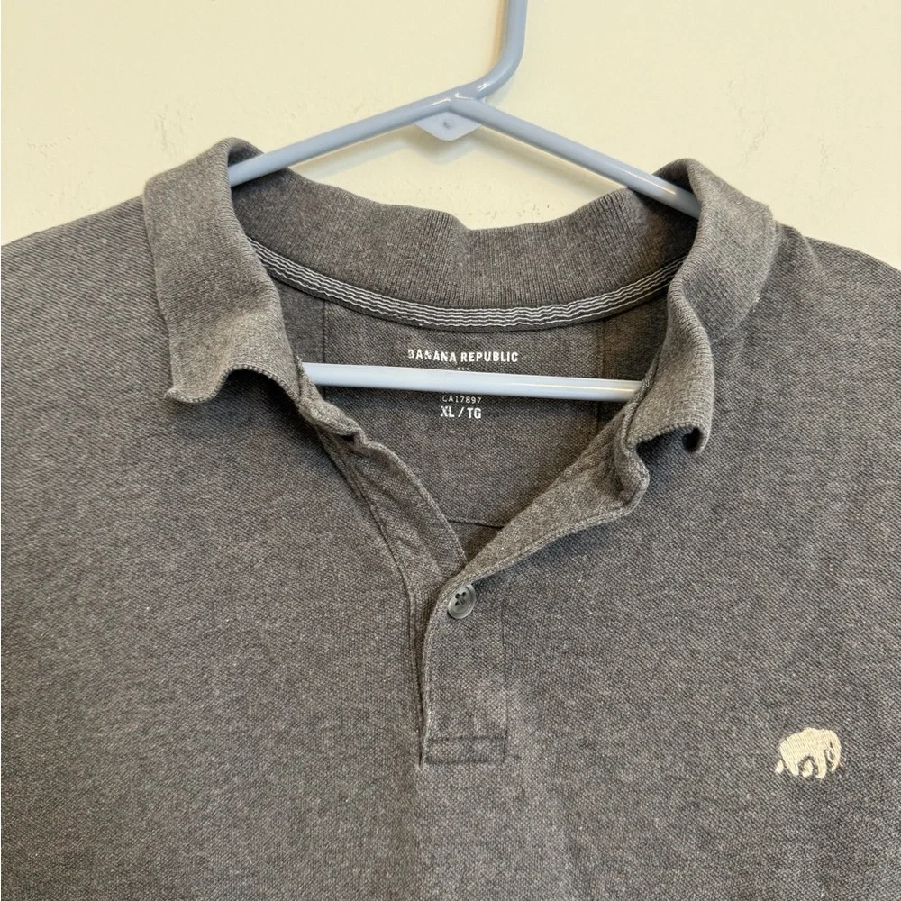 2/$30 Banana Republic - Men’s Gray Cotton Polo Shirt Short Sleeve XL